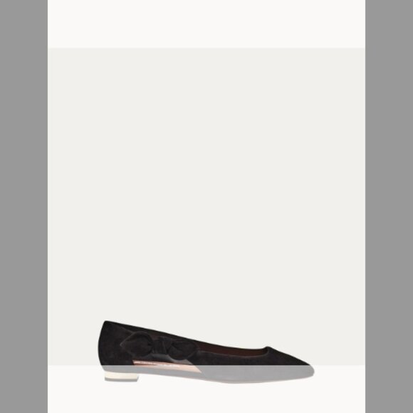 Aquazzura Very Bow Tie Suede Ballet Flats (Orig.$795) (w/tax Size 7B/37EU) BLACK - Picture 1 of 8